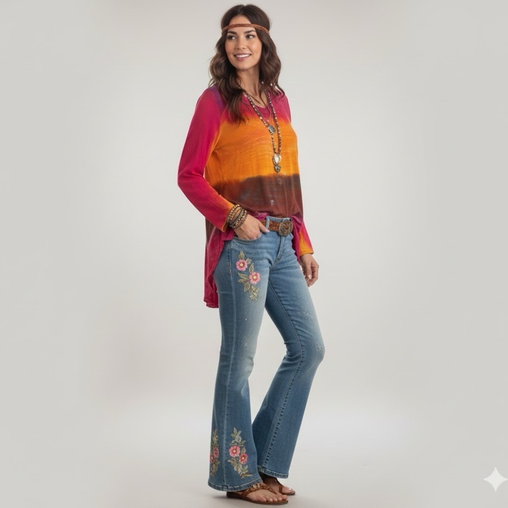 Charlie Paige tie dye blouse Top hippie - Picture 4 of 11